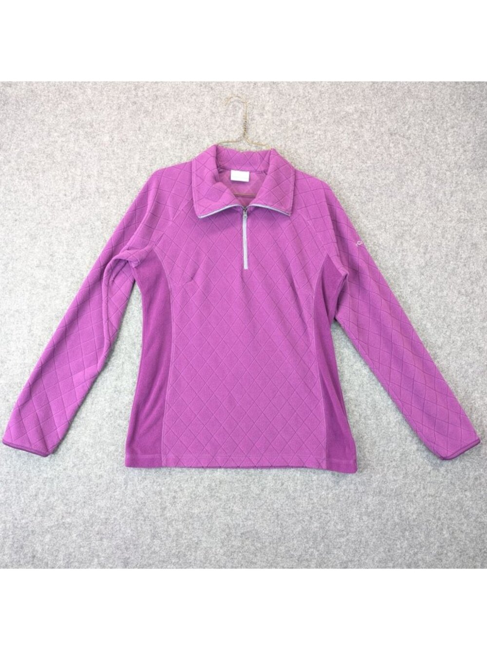 Columbia Womens Medium Quilted Fleece 1/4 Zip Pullover Vibrant Orchid  EUC
